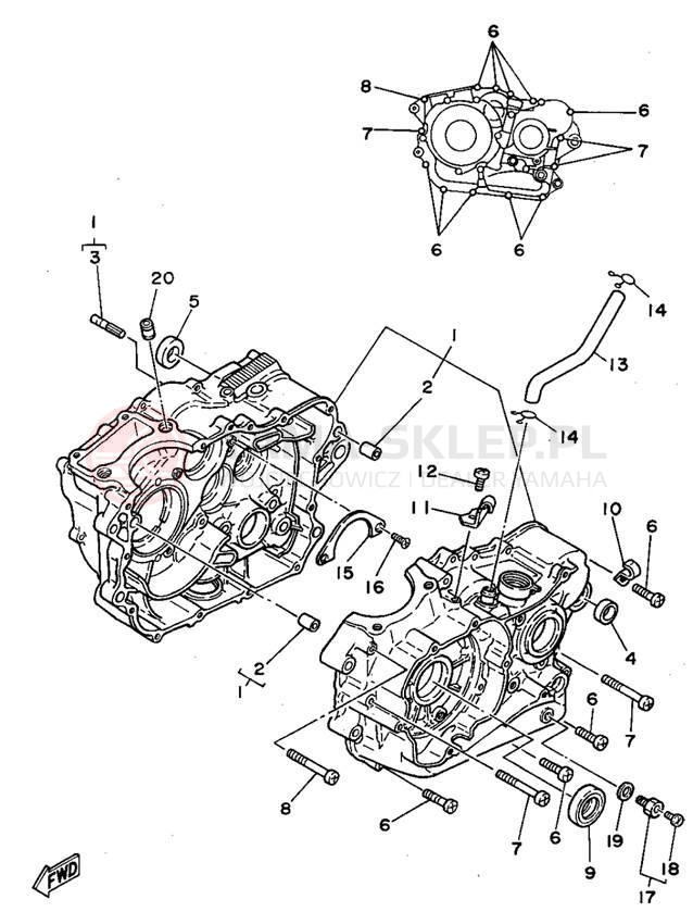 Schemat "Obudowa silnika" do Yamaha XT350F/XT350FC