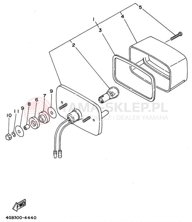 Schemat "lampa tył" do Yamaha KODIAK 4WD YFM400FWG