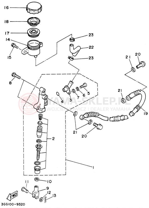Schemat "Pompa hamulcowa tył" do Yamaha BANSHEE YFZ350F