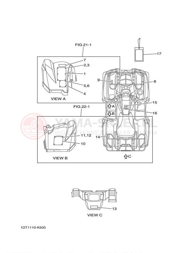 Schemat "naklejki" do Yamaha GRIZZLY 700 4WD YFM7FGAL