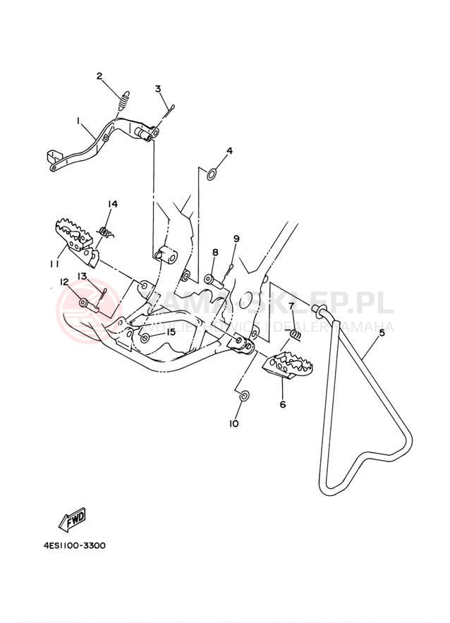 Schemat "Stopka postojowa i podnóżki" do Yamaha YZ80 YZ80N1