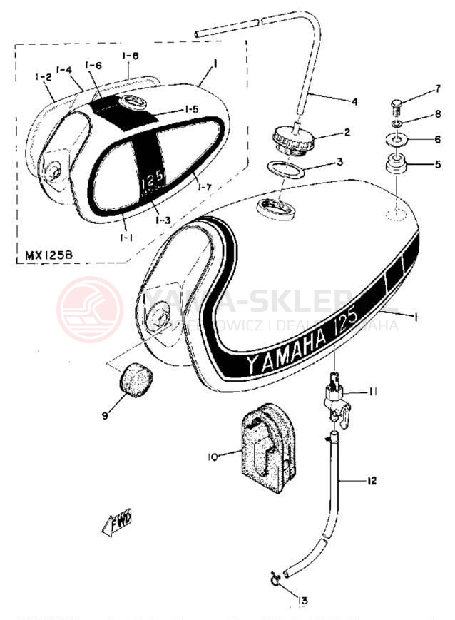 Schemat "zbiornik paliwa" do Yamaha MX125A