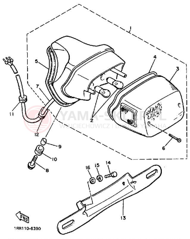 Schemat "lampa tył" do Yamaha VIRAGO 700 XV700SS/XV700SSC