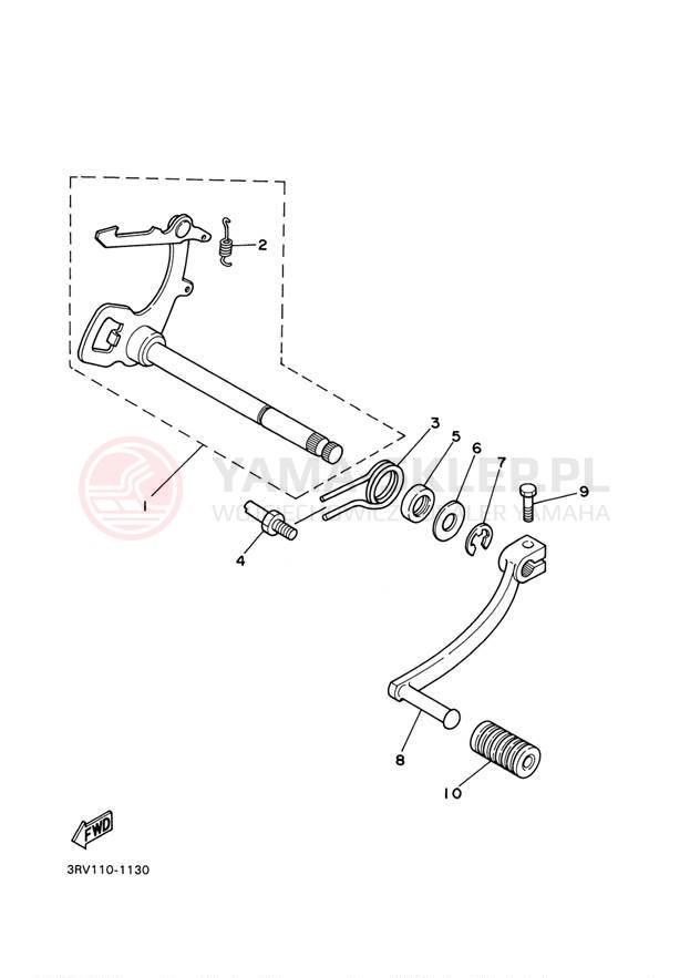 Schemat "Dźwignia zmiany biegów, wałek" do Yamaha Y-ZINGER PW80M1