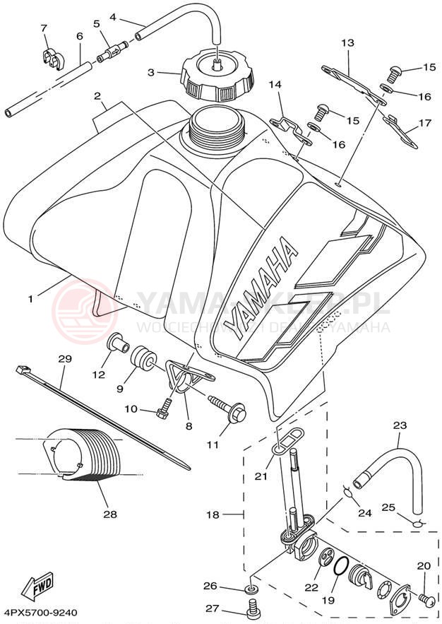 Schemat "zbiornik paliwa" do Yamaha TTR250 TTR250LC/TTR250L