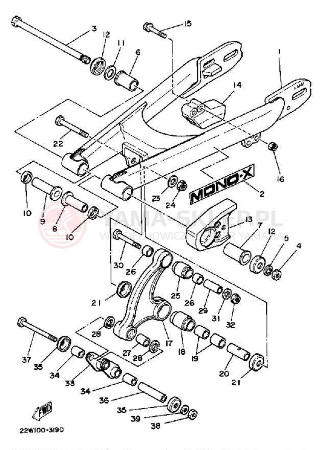 Schemat "wahacz" do Yamaha YZ80 YZ80K