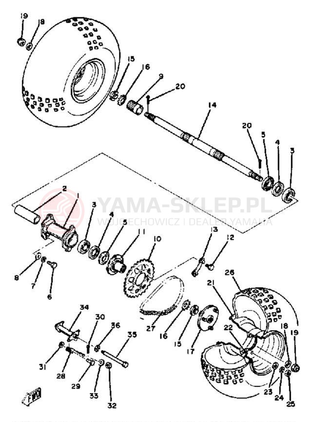 Schemat "Koło tył" do Yamaha YT125G