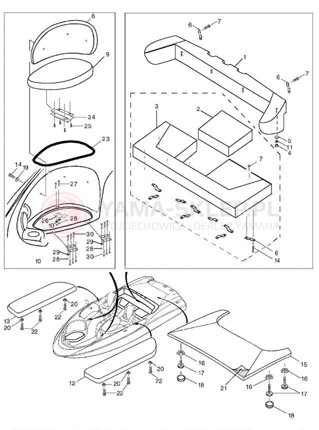 Schemat "Schowek pod siedzeniem," do Yamaha LX210 LST1200AC