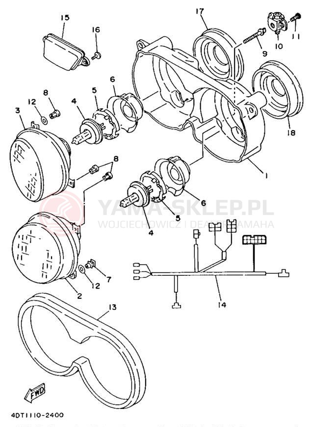 Schemat "Lampa przód" do Yamaha TDM850 TDM850E/TDM850EC