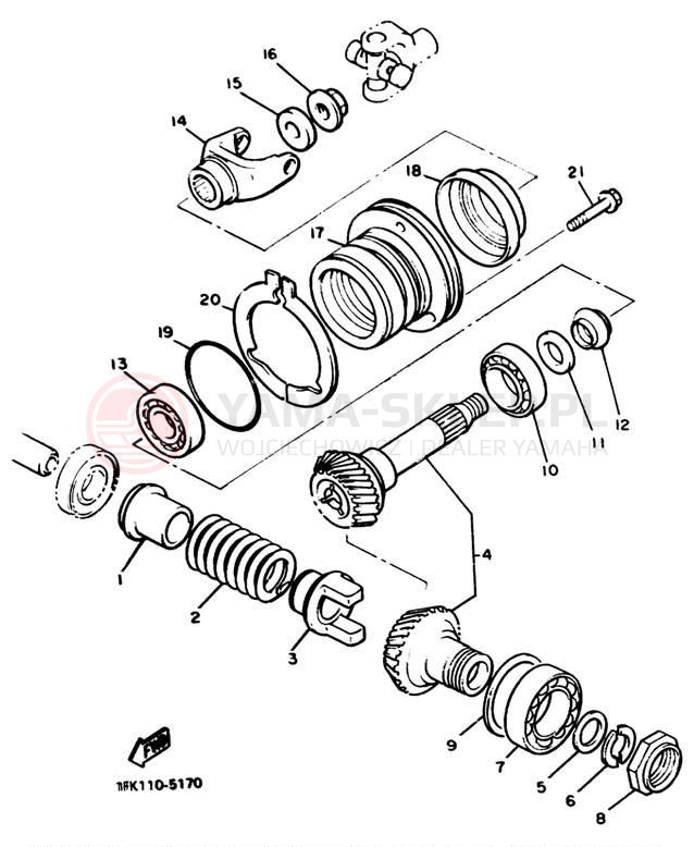 Schemat "Przeniesienie napędu" do Yamaha XVZ13DSC/XVZ13DS