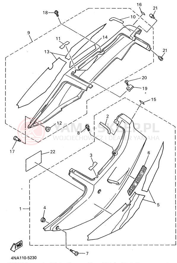 Schemat "Pokrywa boczna" do Yamaha YZF600RG