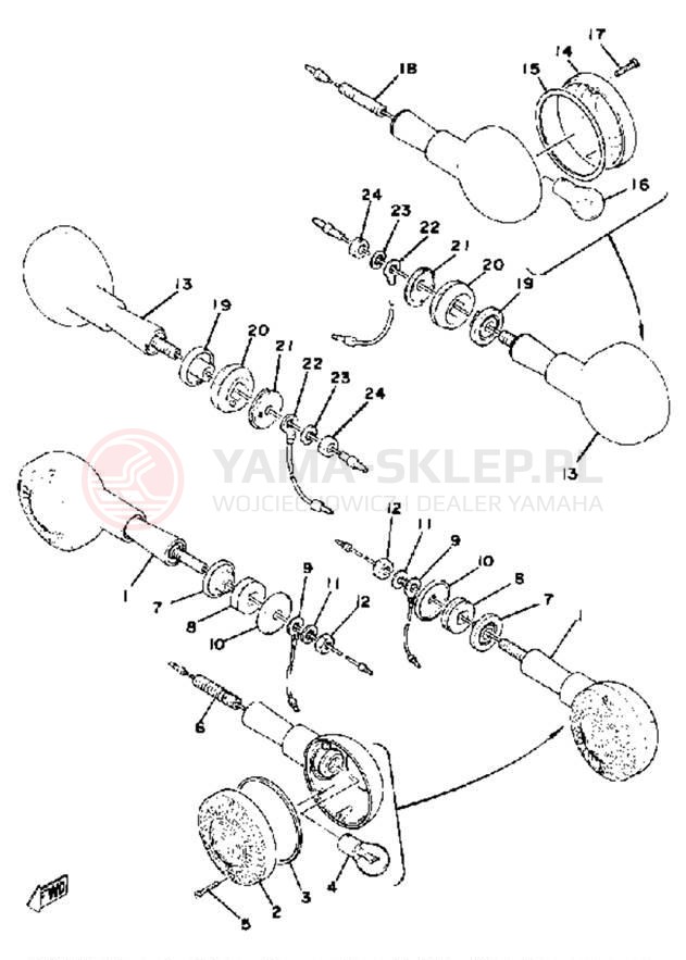 Schemat "kierunkowskazy" do Yamaha XS750SF