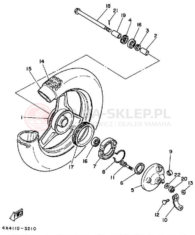 Schemat "Koło przód" do Yamaha Y-ZINGER PW50K