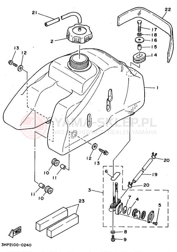 Schemat "zbiornik paliwa" do Yamaha MOTO-4 YFM350ERF