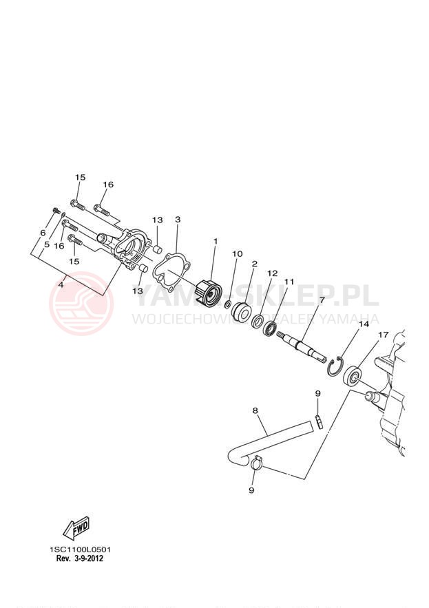 Schemat "Pompa wody" do Yamaha GRIZZLY 300 YFM30GBL/YFM30GBGR