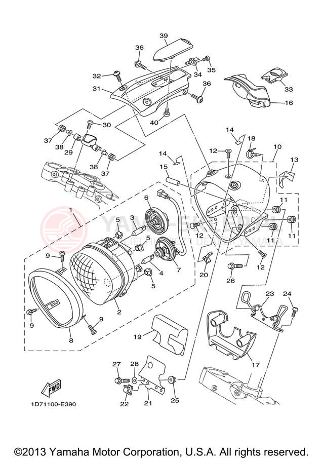 Schemat "Lampa przód" do Yamaha STRATOLINER XV19CTV/XV19CTVC