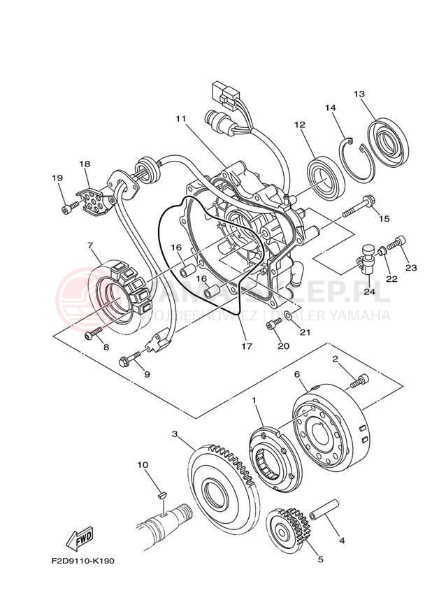 Schemat "prądnica" do Yamaha SX192 RM1800CM/RM1800DM