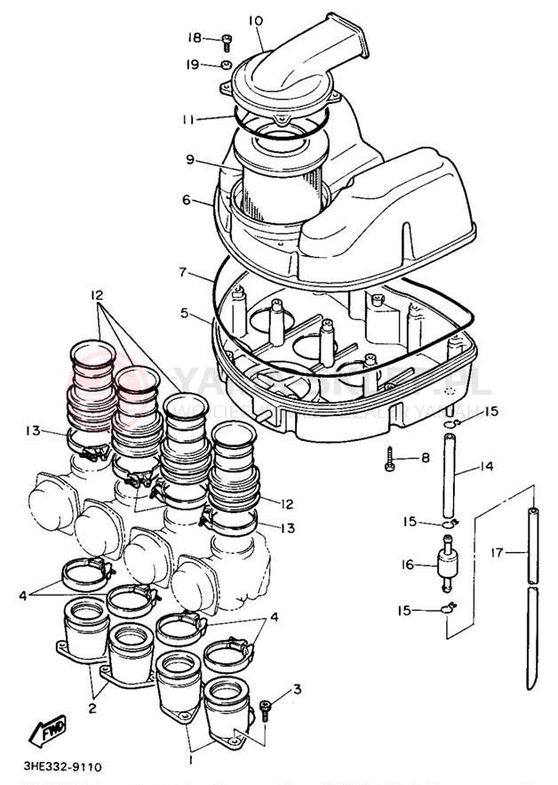 Schemat "Filtr powietrza" do Yamaha FZR600W