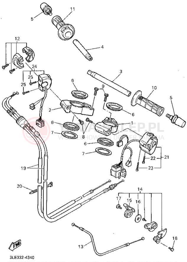 Schemat "Kierownica i osprzęt" do Yamaha FZR1000FC/FZR1000F