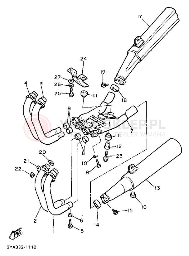 Schemat "Wydech końcowy" do Yamaha FJ1200AEC/FJ1200AE