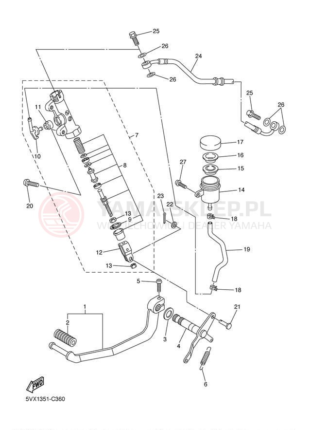Schemat "Pompa hamulcowa tył" do Yamaha FZ6 FZS6TC/FZS6T