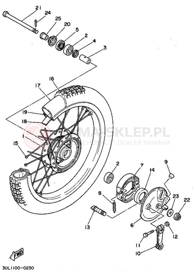 Schemat "Koło przód" do Yamaha RT100G