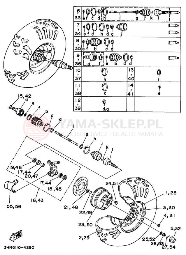 Schemat "Koło przód" do Yamaha KODIAK 4WD YFM400FWH_