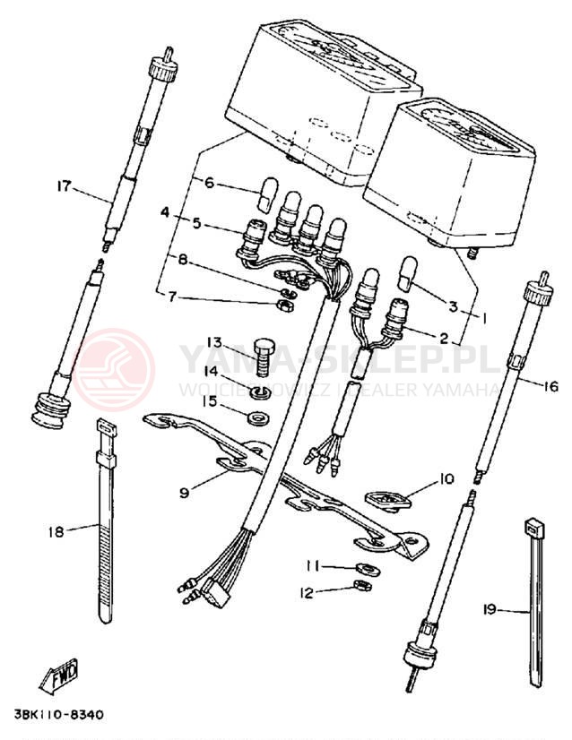 Schemat "licznik" do Yamaha ENDURO DT50W/DT50LC