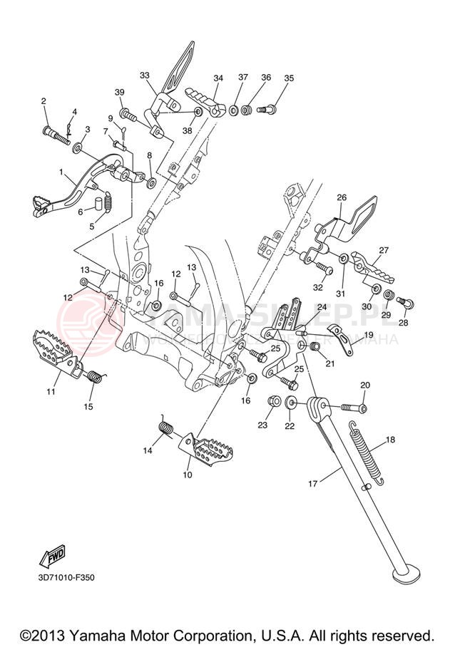 Schemat "Stopka postojowa i podnóżki" do Yamaha WR250X WR25XXL/WR25XXCL