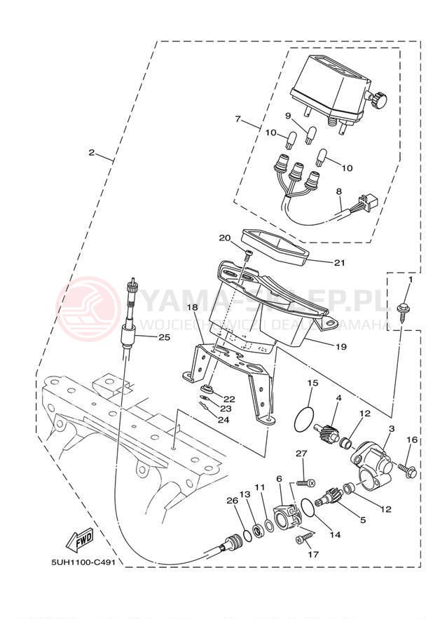 Schemat "licznik" do Yamaha BRUIN 350 4X4 YFM35FAT
