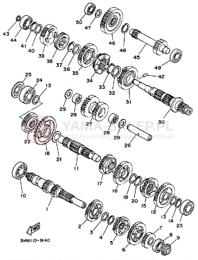 Schemat "Skrzynia biegów " do Yamaha MOTO-4 YFM350ERW