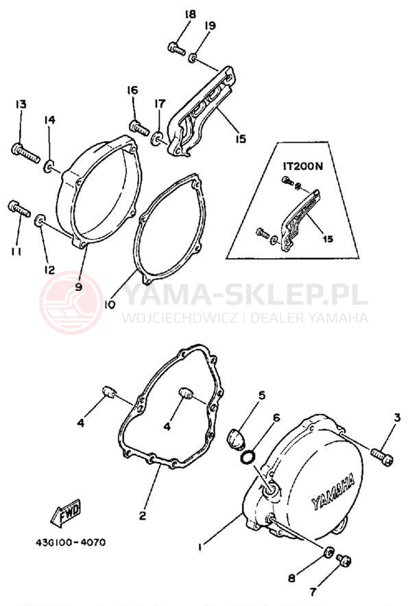 Schemat "Pokrywa silnika" do Yamaha IT200N