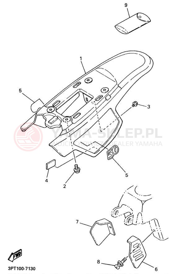 Schemat "Pokrywa boczna" do Yamaha PW50J1