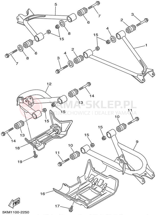 Schemat "wahacz" do Yamaha GRIZZLY 660 YFM660FP