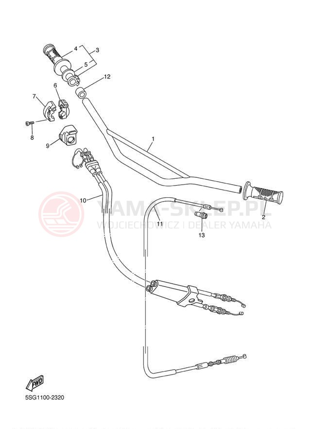 Schemat "Kierownica i osprzęt" do Yamaha WR250F WR250FP