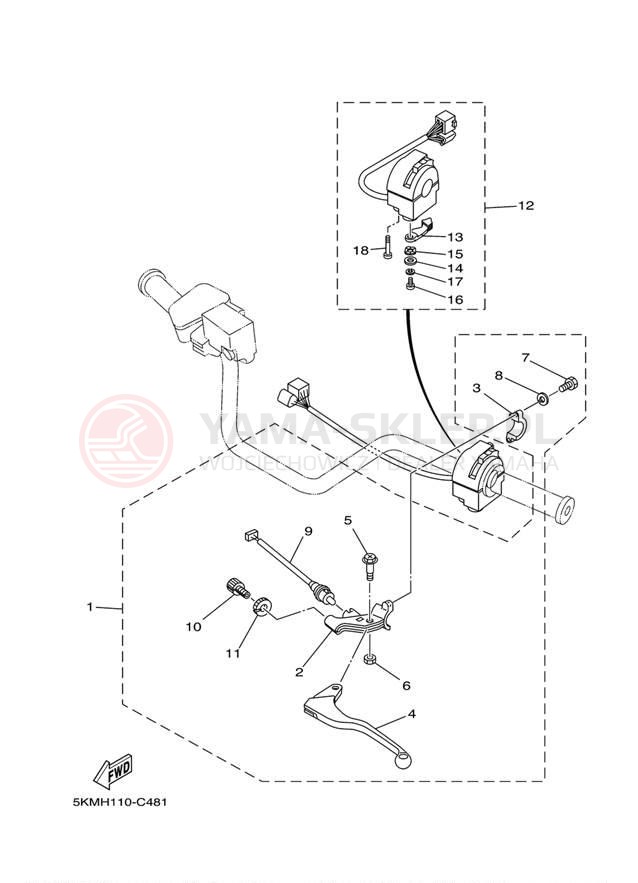 Schemat "Kierownica i osprzęt" do Yamaha GRIZZLY 660 SE YFM66FASET