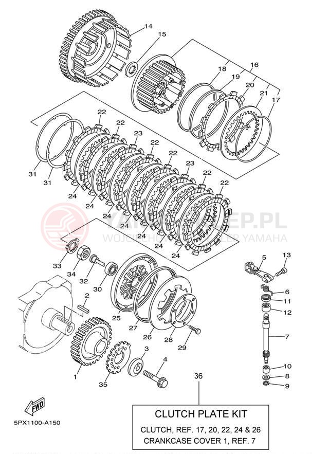 Schemat "sprzęgło" do Yamaha XV17PCP/XV17PCPC