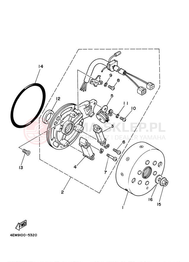 Schemat "prądnica" do Yamaha RAPTOR 50 YFM50S