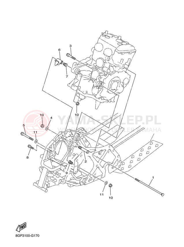 Schemat "Mocowanie silnika" do Yamaha PHAZER RTX PZ50RTEW