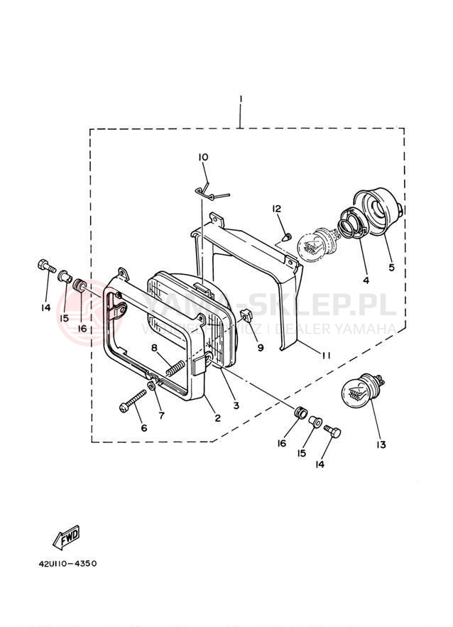 Schemat "Lampa przód" do Yamaha XT350 XT350M/XT350MC