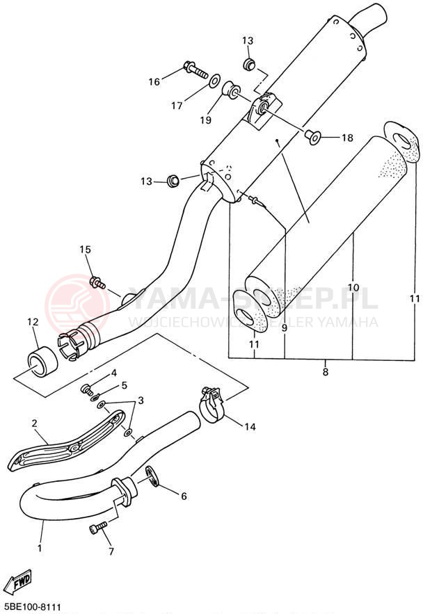 Schemat "Wydech końcowy" do Yamaha YZ426 YZ426FN