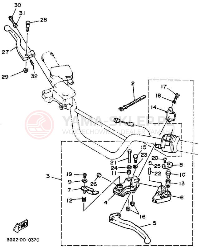 Schemat "Kierownica i osprzęt" do Yamaha BANSHEE YFZ350B_MN