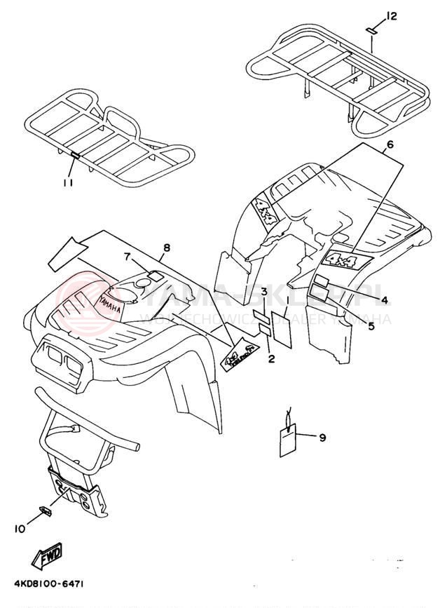 Schemat "naklejki" do Yamaha TIMBERWOLF 4WD YFB250FWK