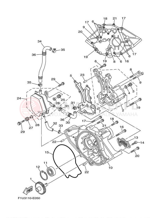 Schemat "Pompa olejowa" do Yamaha SR230 HO SXT1100F