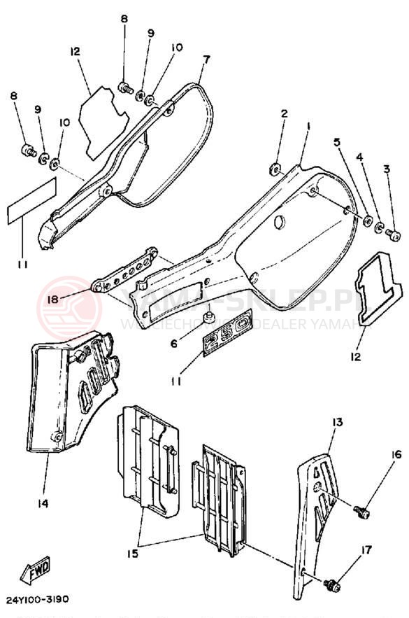 Schemat "Pokrywa boczna" do Yamaha YZ250L