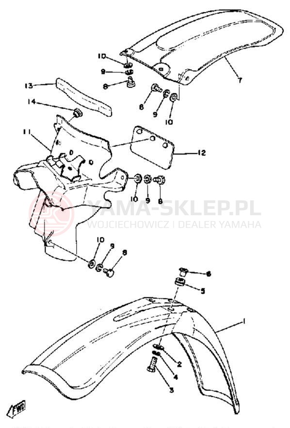 Schemat "błotnik" do Yamaha YZ250E