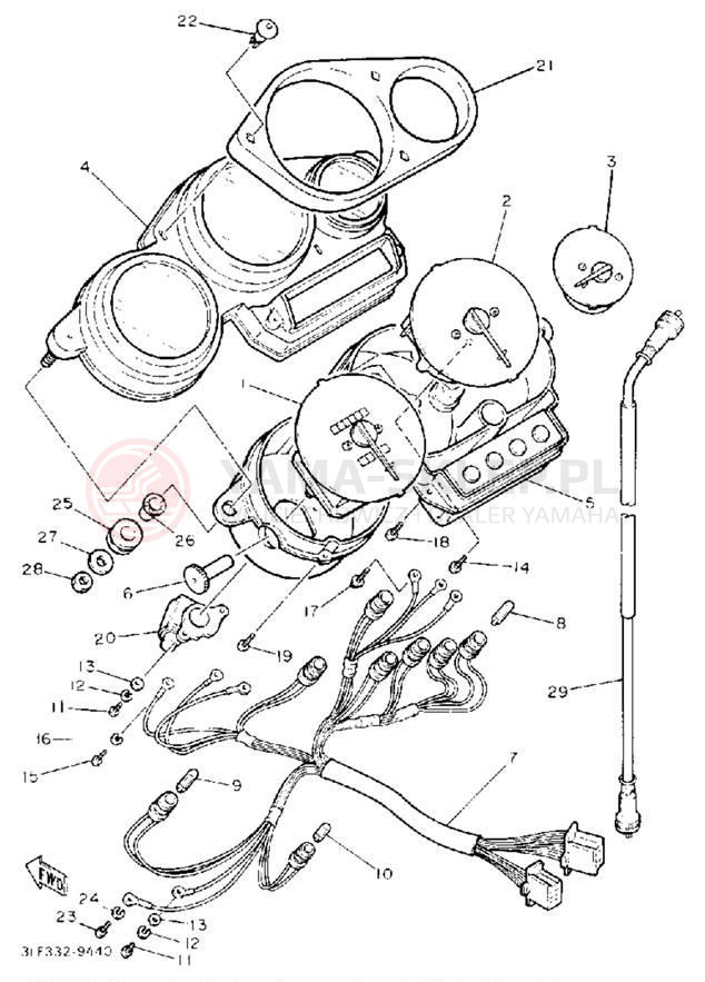 Schemat "licznik" do Yamaha FZR1000D/FZR1000DC