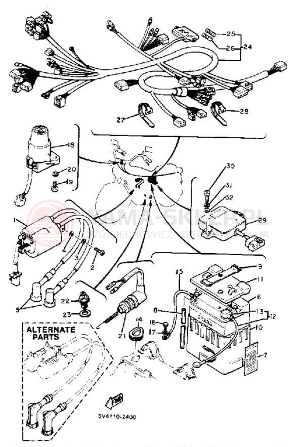 Schemat "układ elektryczny" do Yamaha XS650SJ