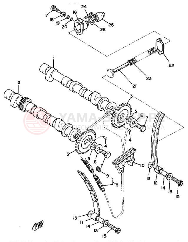 Schemat "Rozrząd - łańcuszek" do Yamaha XS850SG