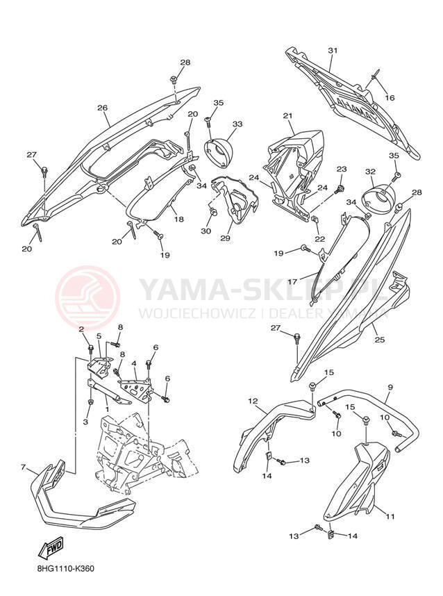 Schemat "zderzak" do Yamaha APEX RX10PDW/RX10PDB